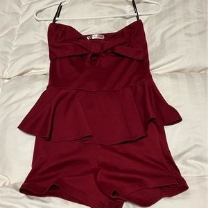 Body central red sleeveless romper